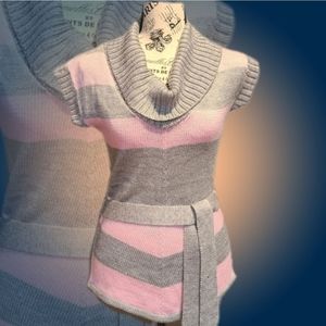 Say What Light Weight Striped Cowl Neck Sweater